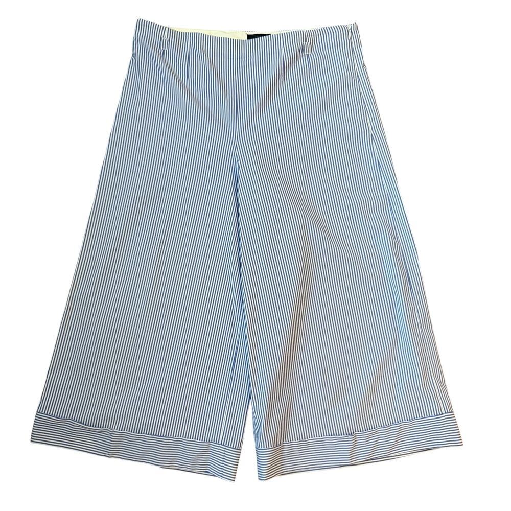 J. Crew Striped Wide Leg Crop Cuffed Striped Pant Womens Sz 12